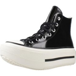 Buty CONVERSE CHUCK TAYLOR ALL STAR LIFT DOUBLE STACK PLATFORM PATENT LEATHER Cz. Czarne obuwie trekkingowe damskie Converse, z lakierowanej skóry, bez zapięcia. Za 469.52 zł.