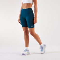 Legginsy do biegania krótkie damskie Kiprun Run 500 Comfort. Niebieskie legginsy damskie KIPRUN, l, bez wzorów, z materiału. Za 69.99 zł.