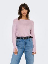 ONLY Sweter w kolorze jasnoróżowym rozmiar: L. Różowe swetry klasyczne damskie Only, l, bez kołnierzyka. Za 65.85 zł.