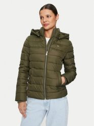 Tommy Jeans Kurtka zimowa Basic DW0DW18311 Zielony Slim Fit. Zielone kurtki damskie Tommy Jeans, na zimę, xs, bez wzorów, z jeansu, bez kaptura. Za 589.99 zł.
