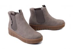 RIEKER Y6150-42 grey, botki damskie. Szare botki damskie Rieker, bez obcasa, bez zapięcia. Za 295.92 zł.