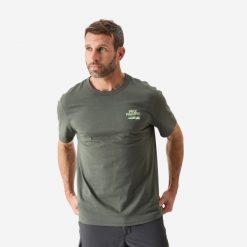 Koszulka wędkarska z krótkim rękawem Caperlan Szczupak. Brązowe bluzki damskie CAPERLAN, m, bez wzorów, z bawełny, sportowe, bez kołnierzyka, bez ramiączek. Za 49.99 zł.