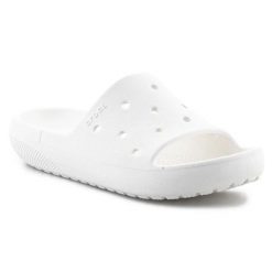 Klapki Crocs Classic Slide v2 U 209401-100 białe. Białe klapki damskie bez wzorów, bez obcasa, bez zapięcia. Za 239.37 zł.