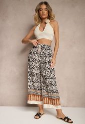 Czarne Spodnie z Bawełny High Waist z Abstrakcyjnym Wzorem Lisathiela. Czarne spodnie materiałowe damskie Renee, bez wzorów, z bawełny. Za 29.99 zł.