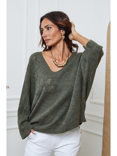 So Cachemire Sweter "Arobaz" w kolorze khaki rozmiar: L. Brązowe swetry klasyczne damskie So Cachemire, l, ze splotem, bez kołnierzyka. Za 174.84 zł.