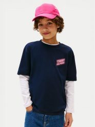 Tommy Hilfiger T-Shirt Neon Graphic KB0KB09849 Granatowy Regular Fit. Niebieskie t-shirty i koszulki chłopięce Tommy Hilfiger, bez wzorów, z bawełny, bez kołnierzyka, bez ramiączek. Za 79.99 zł.