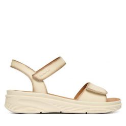 Sandały Josef Seibel. Białe sandały damskie Josef Seibel, bez wzorów, bez obcasa, na koturnie, bez zapięcia. Za 399.99 zł.