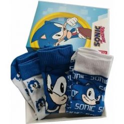 Skarpetki Sega Sonic The Hedgehog (x3). Niebieskie skarpetki damskie 100%, bez wzorów, z bawełny. Za 129.50 zł.