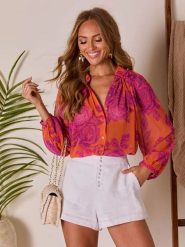 LA Angels Koszula w kolorze pomarańczowym rozmiar: M. Pomarańczowe koszule damskie LA Angels, m, bez wzorów, bez kołnierzyka, bez ramiączek. Za 130.99 zł.