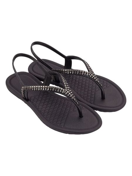 Grendha Sandały "Todo Dia Brilha" w kolorze czarnym rozmiar: 38. Czarne sandały damskie grendha, bez wzorów, z otwartym noskiem, bez obcasa, bez zapięcia. Za 61.17 zł.