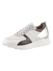 Heine Skórzane sneakersy w kolorze oliwkowo-białym rozmiar: 37. Białe obuwie sportowe damskie Heine, ze skóry, bez zapięcia. Za 104.39 zł.