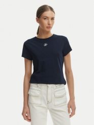 Tommy Hilfiger T-Shirt WW0WW48710 Granatowy Slim Fit. Niebieskie t-shirty damskie Tommy Hilfiger, xs, bez wzorów, z bawełny, bez kołnierzyka. Za 169.99 zł.