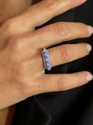 DIA DIAMONDS Pozłacany pierścionek z diamentami i tanzanitami rozmiar: 56. Niebieskie pierścionki damskie DIA DIAMONDS, z diamentem, pozłacane. Za 486.95 zł.