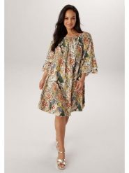 Aniston Sukienka w kolorze beżowym ze wzorem rozmiar: 52. Brązowe sukienki damskie Aniston, bez wzorów, z wiskozy, bez ramiączek. Za 217.99 zł.