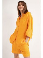 Josephine & Co Lniana bluzka "Darlene" w kolorze pomarańczowym rozmiar: 36. Pomarańczowe bluzki damskie Josephine & Co, bez wzorów, ze lnu, bez kołnierzyka, bez ramiączek. Za 230.99 zł.