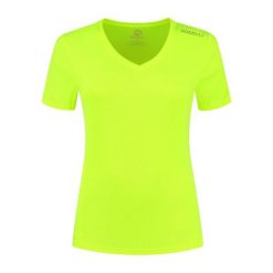 Damska koszulka z krótkim rękawem Rogelli Promo. Żółte koszulki sportowe damskie Rogelli, l, bez wzorów, bez ramiączek, do biegania. W wyprzedaży za 40.00 zł.