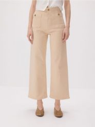 Jeansy culotte - beżowy. Brązowe jeansy damskie Reserved. W wyprzedaży za 89.99 zł.