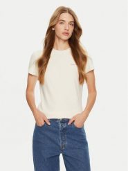 Guess T-Shirt V4BI04 KCBF1 Écru Slim Fit. T-shirty damskie Guess, l, z aplikacjami, z bawełny, bez kołnierzyka. Za 89.99 zł.