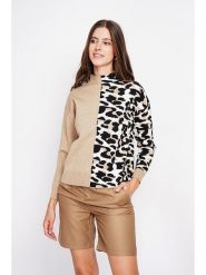 ASSUILI Sweter w kolorze czarno-beżowo-białym rozmiar: 40. Białe swetry klasyczne damskie Assuili, bez kołnierzyka. Za 113.99 zł.