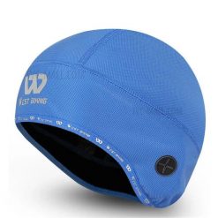 Czapka rowerowa termiczna wiatroszczelna z otworem na słuchawki - Niebieska. Niebieskie czapki damskie WEST BIKING, na zimę, bez wzorów, z materiału. Za 62.00 zł.