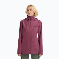 Kurtka przeciwdeszczowa damska Jack Wolfskin Trailtime 2L. Czarne kurtki damskie Jack Wolfskin, l, bez wzorów, bez kaptura. Za 449.99 zł.