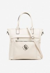 Beżowa Torebka Shopperka z Metaliczną Aplikacją i Dodatkowym Paskiem na Ramię Idalenna. Brązowe shopper bag Born2be, z jeansu, na ramię, zdobione, bez dodatków. Za 109.99 zł.