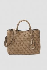 GUESS Brązowa torebka damska logowana Meridian. Brązowe torebki klasyczne damskie Guess, ze skóry ekologicznej, bez dodatków. W wyprzedaży za 529.99 zł.