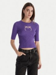 PINKO Bluzka Tritone Maglia 102017 A18M Fioletowy Slim Fit. Fioletowe bluzki damskie Pinko, m, bez wzorów, z wełny, bez kołnierzyka, bez ramiączek. Za 859.99 zł.