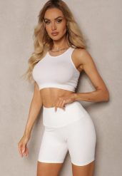 Białe Szorty Kolarki High Waist z Efektem Push Up Pielara. Białe szorty damskie Renee, bez wzorów, z podwyższonym stanem. Za 39.99 zł.
