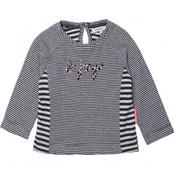 Koszulka "Acone" w kolorze granatowo-białym. Białe koszulki i t-shirty dziewczęce Noppies Baby, z aplikacjami, z dekoltem na plecach, z długim rękawem. W wyprzedaży za 32.95 zł.