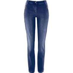 Dżinsy wyszczuplające sylwetkę bonprix niebieski "stone used". Niebieskie jeansy damskie bonprix. Za 119.99 zł.