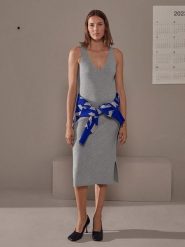 Rodier Sukienka w kolorze szarym rozmiar: L. Szare sukienki damskie Rodier, bez wzorów, klasyczne, bez ramiączek. Za 260.99 zł.