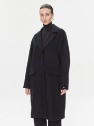 Tommy Hilfiger Płaszcz wełniany WW0WW39756 Granatowy Regular Fit. Niebieskie płaszcze damskie Tommy Hilfiger, na zimę, bez wzorów, z syntetyku, bez kaptura. Za 1,799.00 zł.