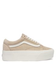 Vans Tenisówki Old Skool Platform VN0009PZ4MG1 Beżowy. Brązowe trampki damskie Vans, bez wzorów, ze skóry, bez zapięcia. Za 449.99 zł.