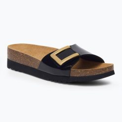 Klapki damskie Scholl Monterey Mule Med. Czarne klapki damskie Scholl, bez wzorów, bez obcasa, bez zapięcia. Za 249.99 zł.