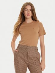 Tommy Hilfiger T-Shirt New Cody WW0WW40587 Beżowy Slim Fit. Brązowe t-shirty damskie Tommy Hilfiger, l, bez wzorów, z bawełny, bez kołnierzyka. Za 219.99 zł.