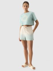 4F Spodenki dresowe damskie - miętowe XXL. Zielone szorty damskie 4F, bez wzorów, z bawełny. W wyprzedaży za 39.99 zł.