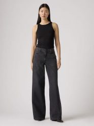 Levi's Dżinsy - Wide leg - w kolorze antracytowym rozmiar: W26/L31. Czarne jeansy damskie Levi's, z podwyższonym stanem. Za 173.45 zł.