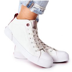 Damskie Wysokie Trampki Cross Jeans II2R4033C Białe. Białe trampki damskie bez wzorów, z jeansu, bez zapięcia. Za 205.59 zł.