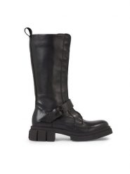 Tommy Hilfiger Kozaki Cool Monochromatic Bikerboot FW0FW07338 Czarny. Czarne kozaki damskie Tommy Hilfiger, ze skóry, bez obcasa, na płaskiej podeszwie, bez zapięcia. Za 1,099.00 zł.