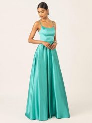 APART Sukienka w kolorze turkusowym rozmiar: 36. Niebieskie sukienki damskie Apart, bez wzorów, z satyny, bez ramiączek. Za 429.44 zł.