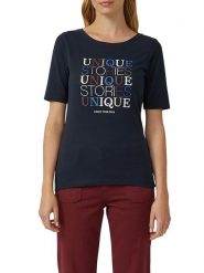 S.Oliver Koszulka w kolorze granatowym rozmiar: 38. Niebieskie bluzki damskie S.Oliver, s, bez wzorów, bez kołnierzyka, bez ramiączek. Za 34.99 zł.