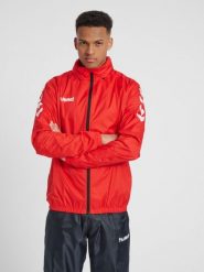 Kurtka ortalionowa sportowa dla dorosłych Hummel Core Spray Jacket. Czerwone kurtki sportowe damskie Hummel, l, bez wzorów, z materiału, bez kaptura. Za 130.00 zł.