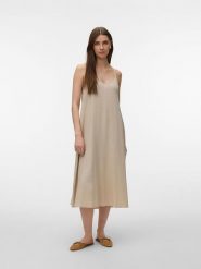 Vero Moda Sukienka w kolorze beżowym rozmiar: XS. Brązowe sukienki damskie Vero Moda, bez wzorów, bez ramiączek. Za 105.38 zł.