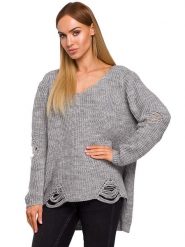 Made of emotion Sweter w kolorze szarym rozmiar: onesize. Szare swetry klasyczne damskie Made Of Emotion, bez kołnierzyka. Za 57.33 zł.