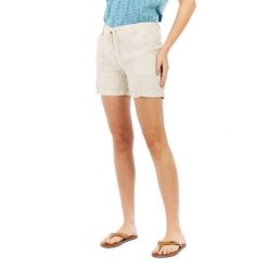 Szorty - sport - damskie - Protest Casual Short - lniane, białe. Białe spodenki sportowe damskie Protest, na lato, s, bez wzorów, ze lnu, z obniżonym stanem. Za 291.05 zł.