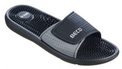 Beco unisex klapki z masującą wkładką, czarne. Czarne klapki damskie 47 Brand, bez wzorów, z materiału, bez obcasa, bez zapięcia. Za 208.99 zł.