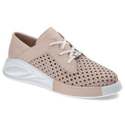 Różowe Półbuty Ravini Modne Buty Damskie. Czerwone półbuty damskie Ravini, na wiosnę, bez wzorów, ze skóry, bez obcasa, bez zapięcia. Za 259.00 zł.