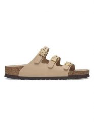Birkenstock Skórzane klapki "Florida" w kolorze beżowym rozmiar: 38. Brązowe klapki damskie Birkenstock, bez wzorów, z otwartym noskiem, bez obcasa, bez zapięcia. Za 465.55 zł.