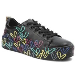 Czarne Sneakersy Filippo Modne Buty Damskie W Serduszka. Czarne obuwie sportowe damskie Filippo, na wiosnę, z jeansu, bez zapięcia. Za 169.00 zł.